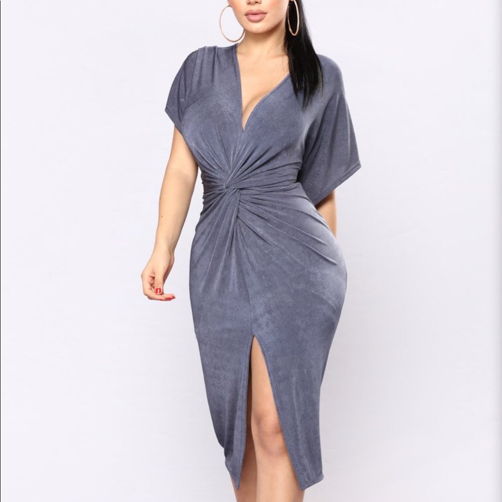 Fashion Nova Gunmetal knot dress